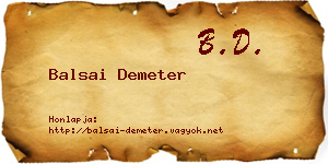 Balsai Demeter névjegykártya
